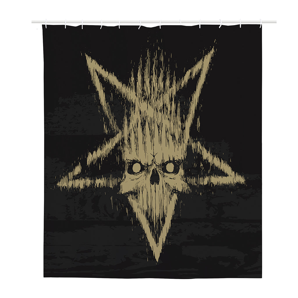 Satanic Pentagram Skull Print Polyester Shower Curtain