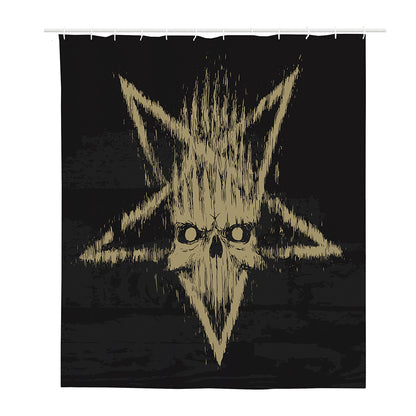 Satanic Pentagram Skull Print Polyester Shower Curtain