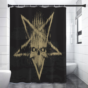 Satanic Pentagram Skull Print Premium Shower Curtain