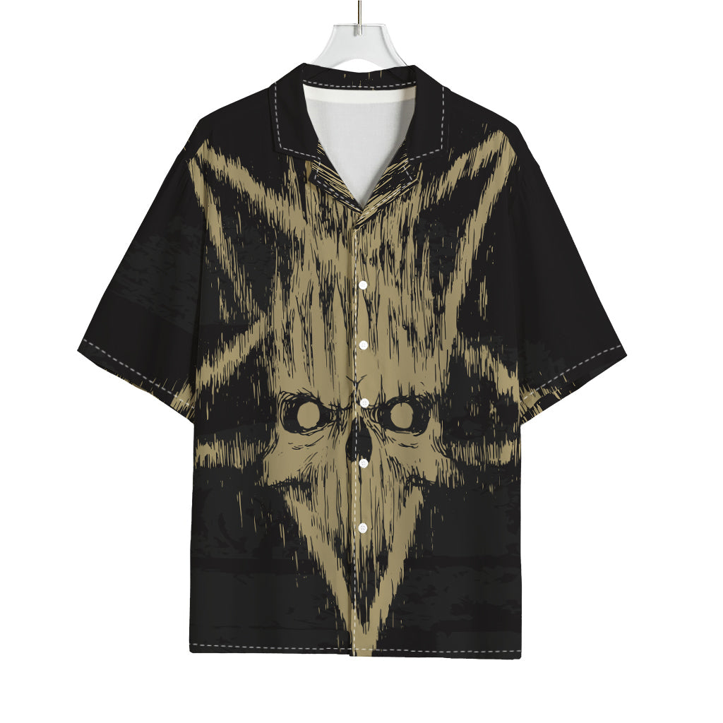 Satanic Pentagram Skull Print Rayon Hawaiian Shirt