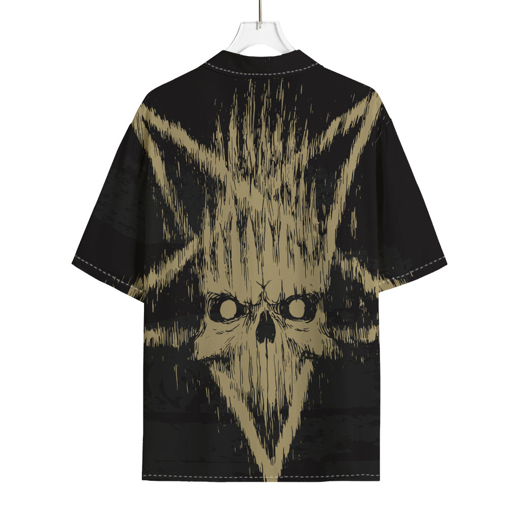 Satanic Pentagram Skull Print Rayon Hawaiian Shirt