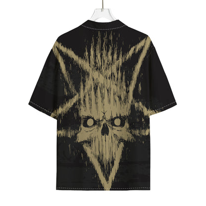 Satanic Pentagram Skull Print Rayon Hawaiian Shirt