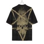 Satanic Pentagram Skull Print Rayon Hawaiian Shirt
