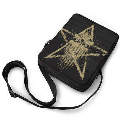 Satanic Pentagram Skull Print Rectangular Crossbody Bag