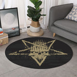 Satanic Pentagram Skull Print Round Rug
