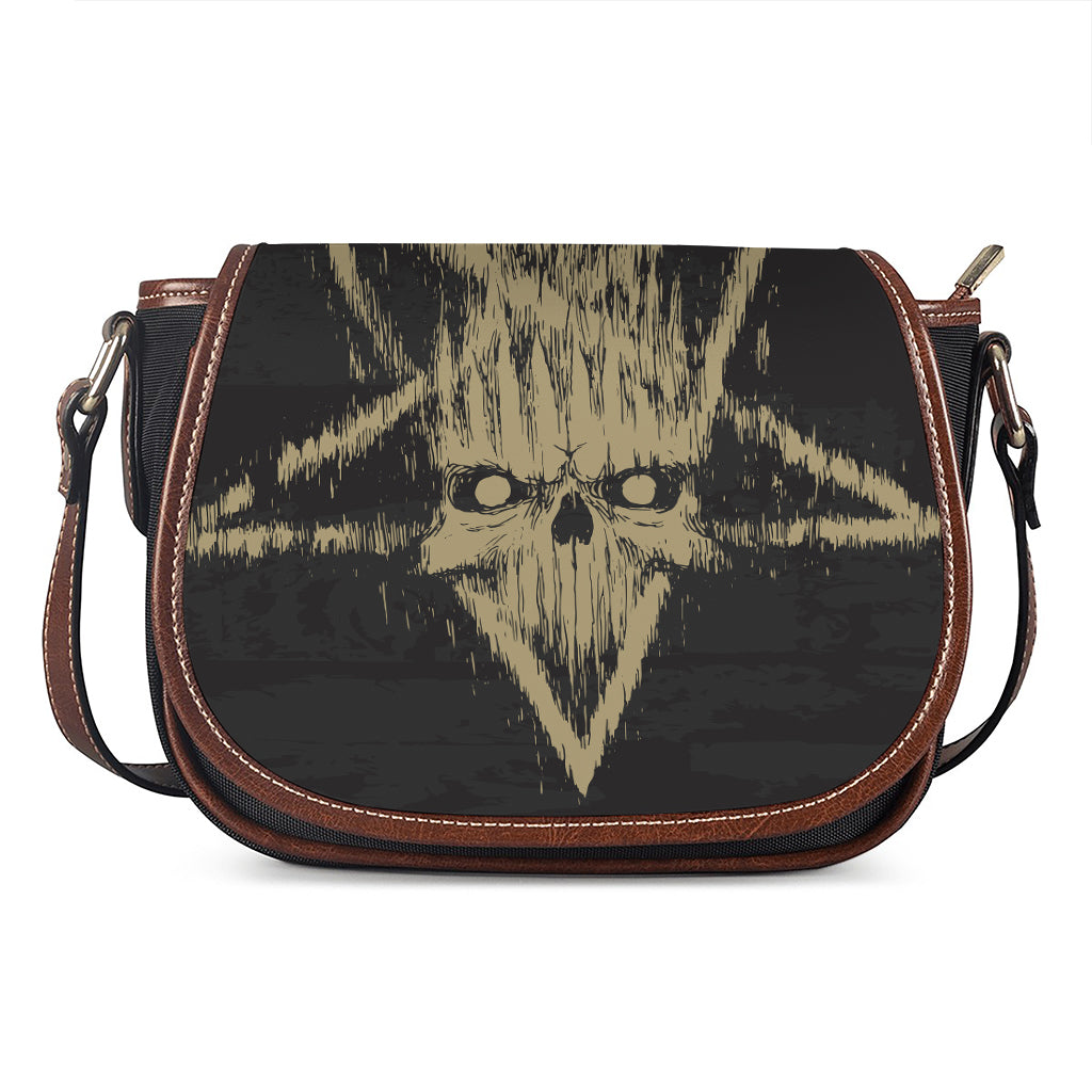 Satanic Pentagram Skull Print Saddle Bag
