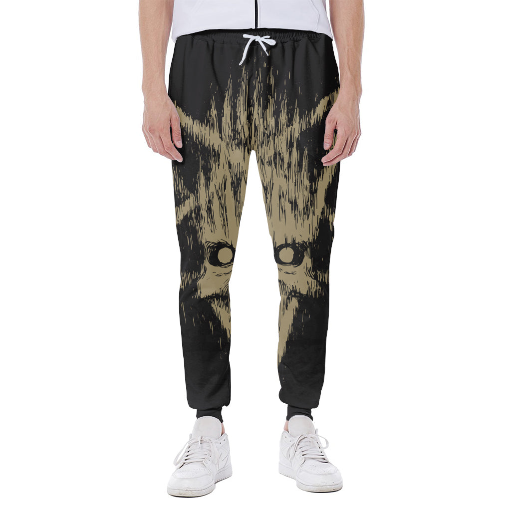 Satanic Pentagram Skull Print Scuba Joggers