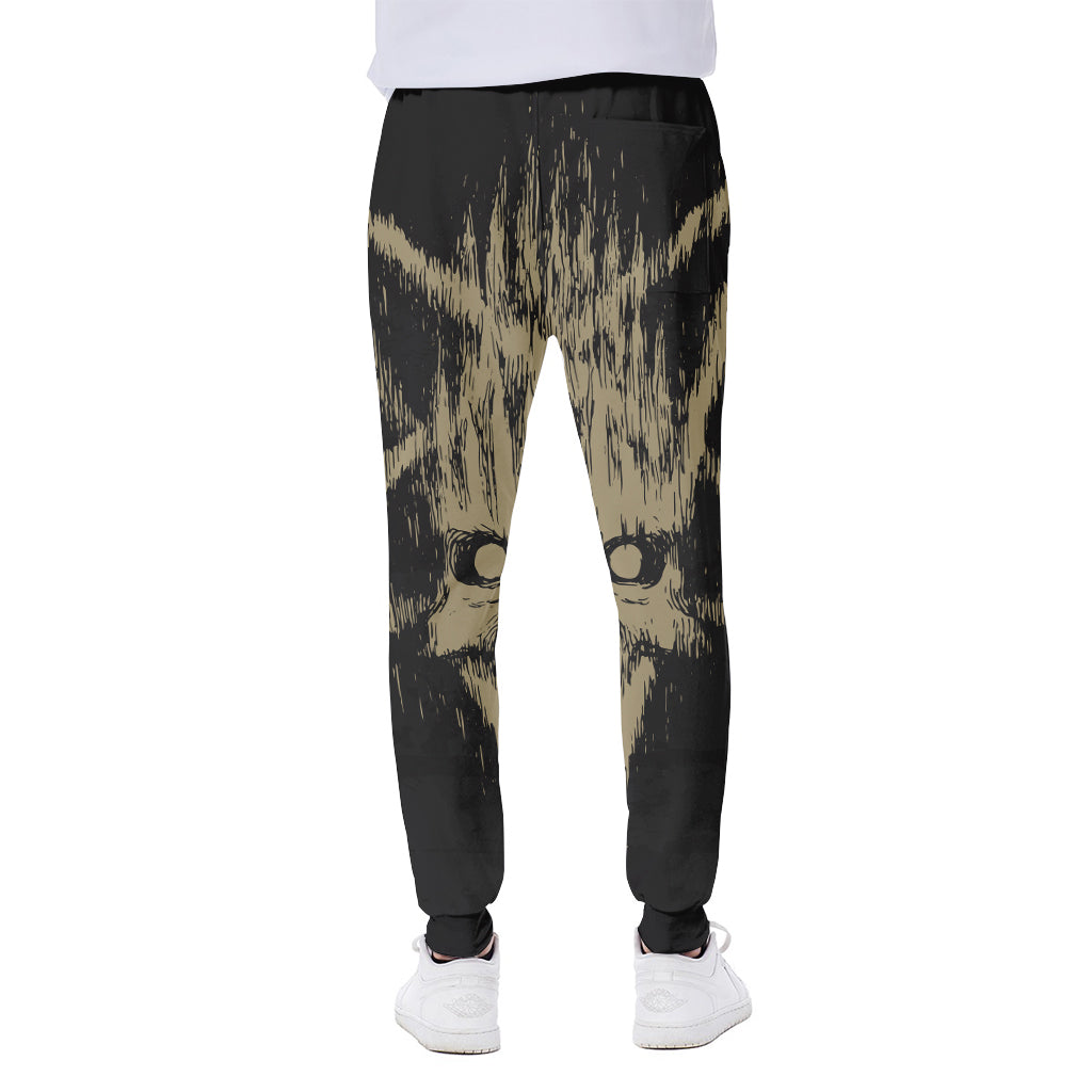 Satanic Pentagram Skull Print Scuba Joggers