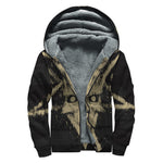 Satanic Pentagram Skull Print Sherpa Lined Zip Up Hoodie