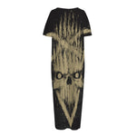 Satanic Pentagram Skull Print Short Sleeve Long Nightdress
