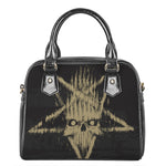 Satanic Pentagram Skull Print Shoulder Handbag