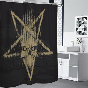 Satanic Pentagram Skull Print Shower Curtain