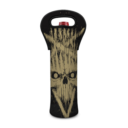 Satanic Pentagram Skull Print Single Neoprene Wine Tote