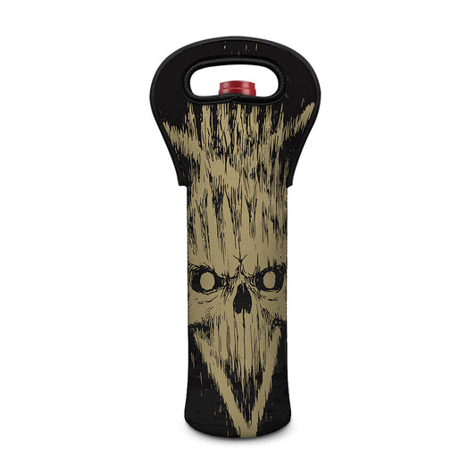 Satanic Pentagram Skull Print Single Neoprene Wine Tote