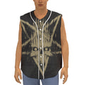 Satanic Pentagram Skull Print Sleeveless Baseball Jersey