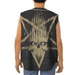 Satanic Pentagram Skull Print Sleeveless Baseball Jersey