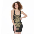 Satanic Pentagram Skull Print Sleeveless Bodycon Dress