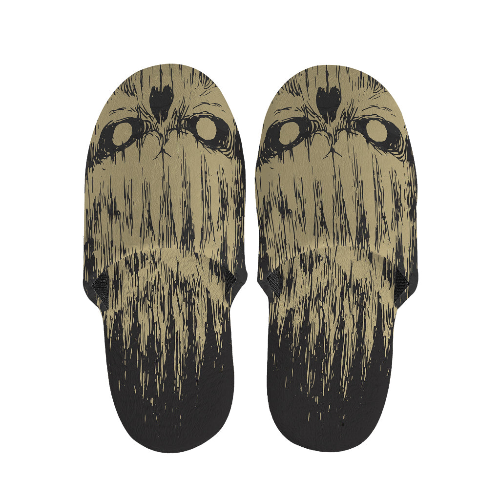Satanic Pentagram Skull Print Slippers