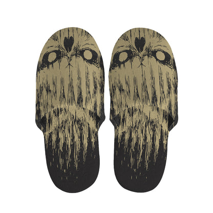 Satanic Pentagram Skull Print Slippers