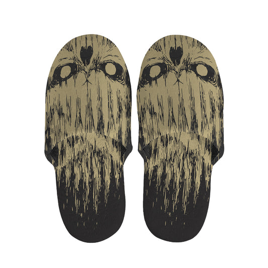 Satanic Pentagram Skull Print Slippers