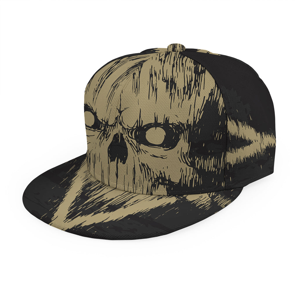 Satanic Pentagram Skull Print Snapback Cap