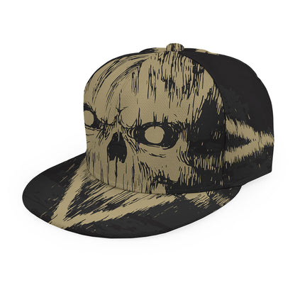 Satanic Pentagram Skull Print Snapback Cap