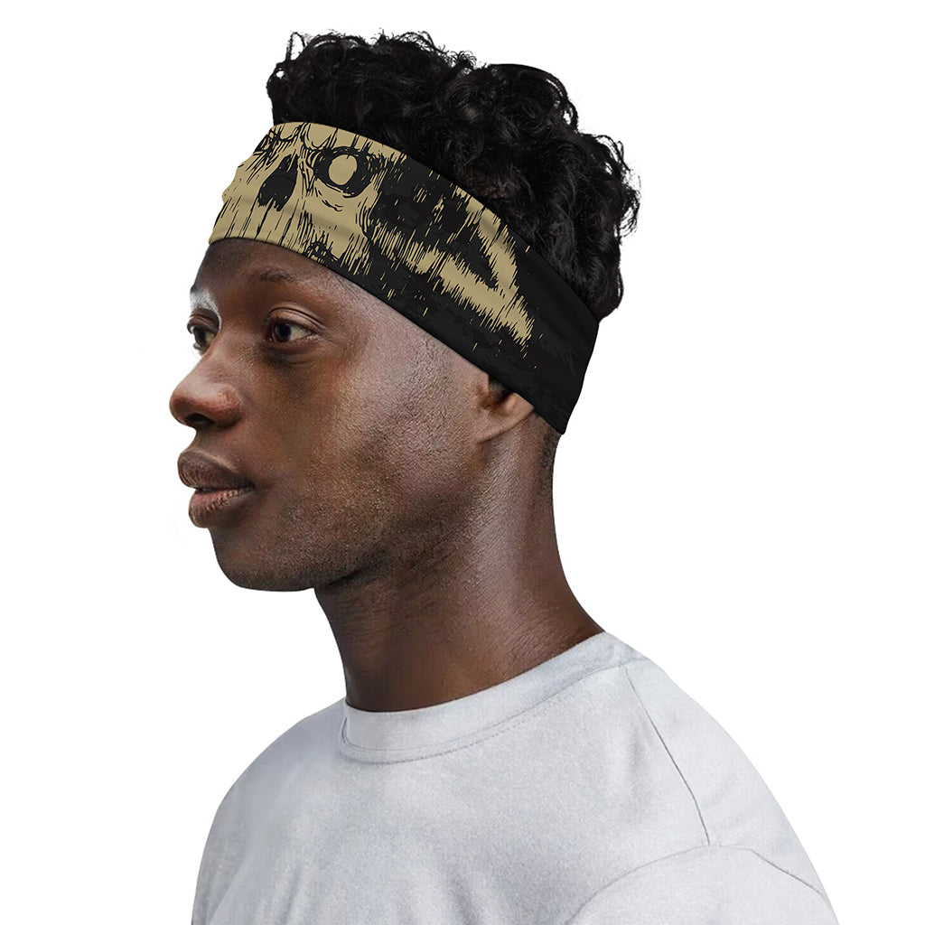 Satanic Pentagram Skull Print Sports Headband