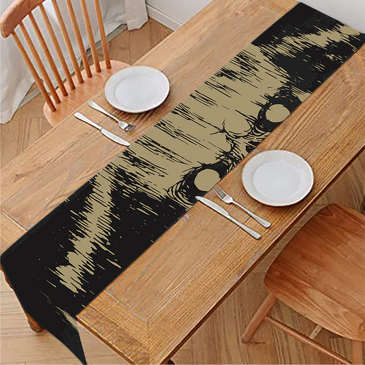 Satanic Pentagram Skull Print Table Runner