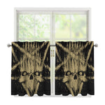 Satanic Pentagram Skull Print Tier Curtains