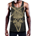 Satanic Pentagram Skull Print Men's Workout Tank Top