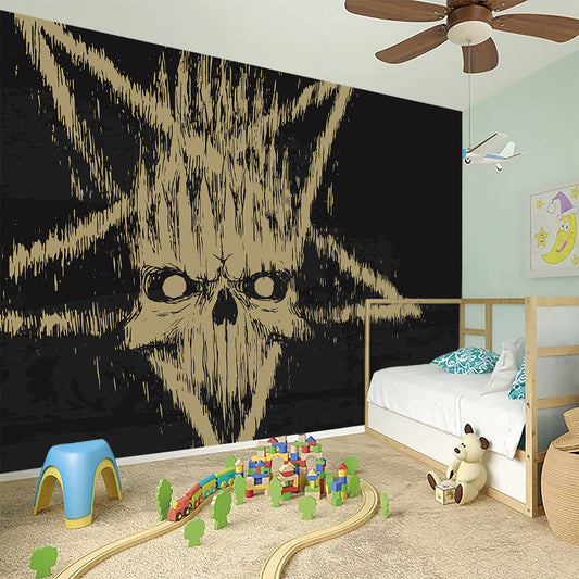 Satanic Pentagram Skull Print Wall Sticker