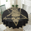 Satanic Pentagram Skull Print Waterproof Round Tablecloth