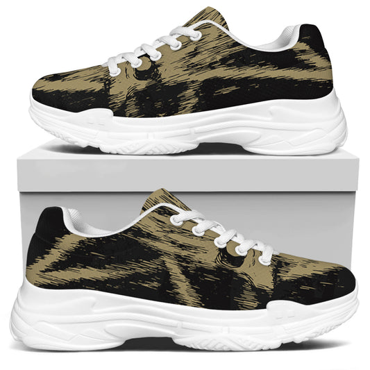 Satanic Pentagram Skull Print White Chunky Shoes