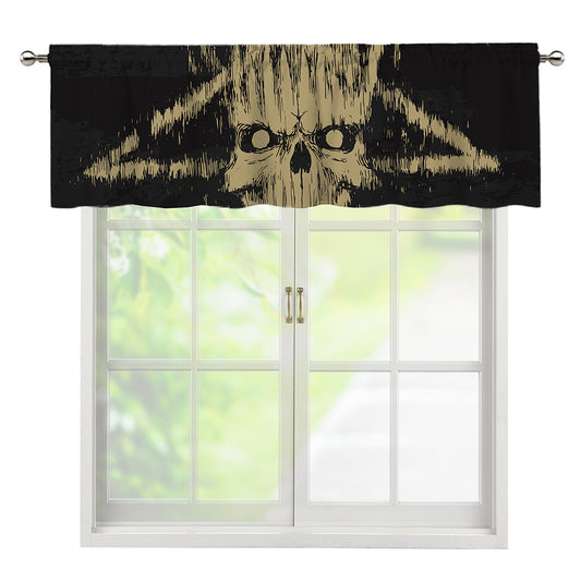 Satanic Pentagram Skull Print Window Valance
