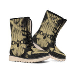Satanic Pentagram Skull Print Winter Boots