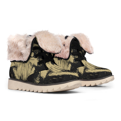 Satanic Pentagram Skull Print Winter Boots