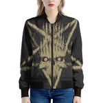 Satanic Pentagram Skull Print Women's Bomber Jacket