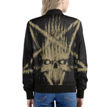 Satanic Pentagram Skull Print Women's Bomber Jacket