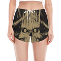 Satanic Pentagram Skull Print Women's Split Running Shorts