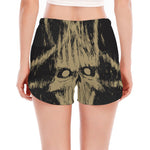 Satanic Pentagram Skull Print Women's Split Running Shorts