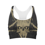 Satanic Pentagram Skull Print Women's Sports Bra