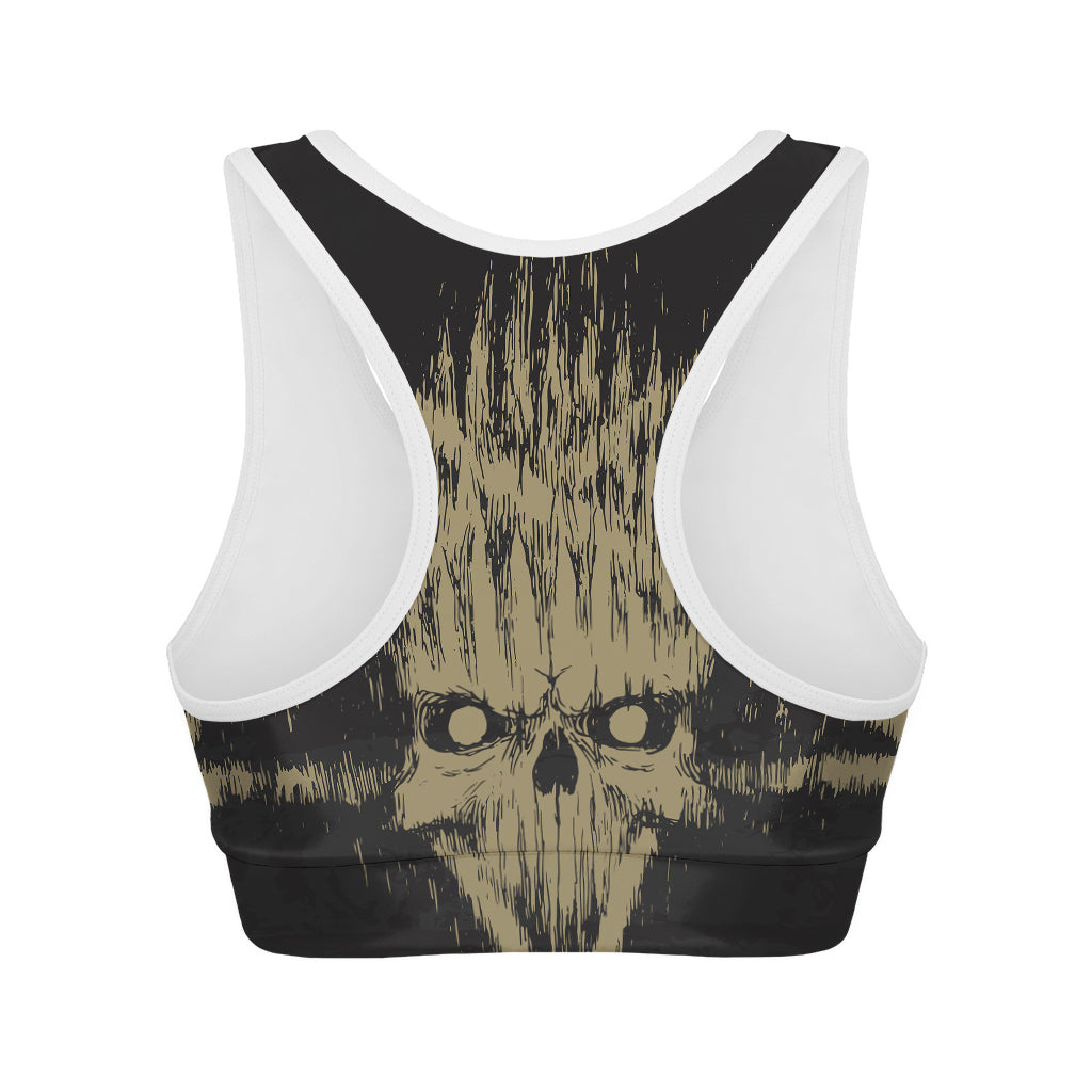 Satanic Pentagram Skull Print Women's Sports Bra
