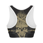 Satanic Pentagram Skull Print Women's Sports Bra
