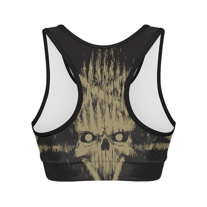 Satanic Pentagram Skull Print Women's Sports Bra