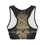 Satanic Pentagram Skull Print Women's Sports Bra