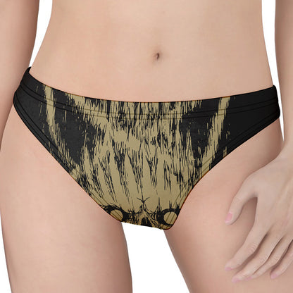 Satanic Pentagram Skull Print Women's Thong