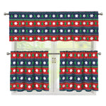 Scandinavian Christmas Pattern Print 3 Piece Kitchen Curtains