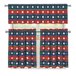 Scandinavian Christmas Pattern Print 3 Piece Kitchen Curtains