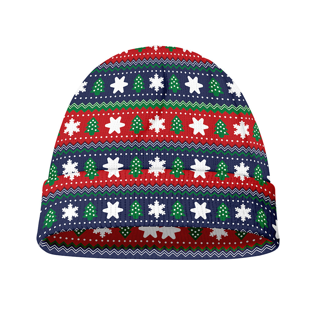 Scandinavian Christmas Pattern Print Beanie