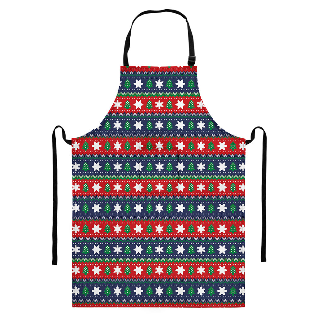 Scandinavian Christmas Pattern Print Bib Apron With Pocket